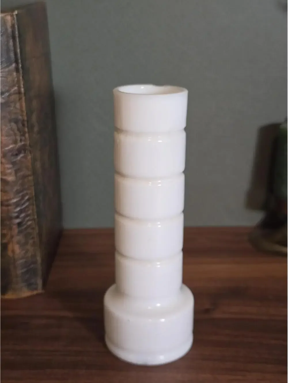Vintage White Milk Glass Bamboo Vase